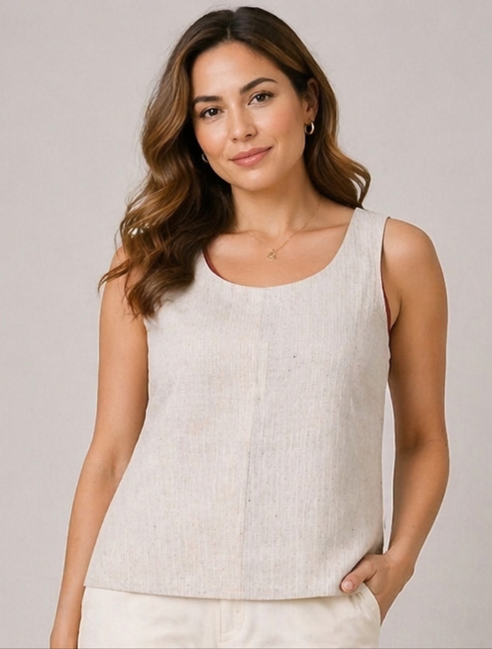 New Market Goods Light Gray Striped Tank Top